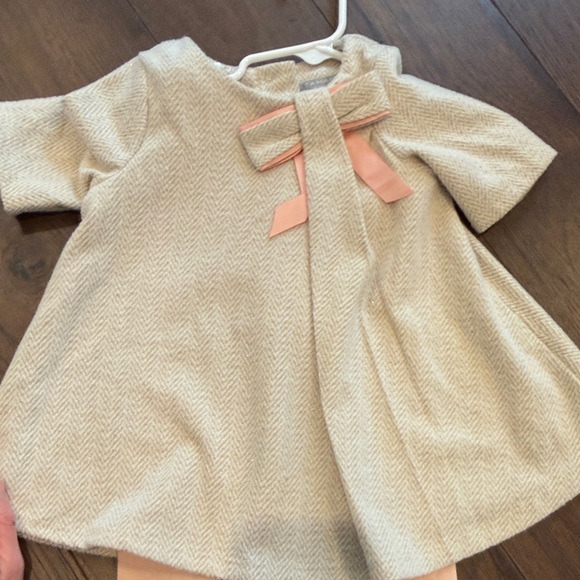 Tahari Baby Cream Dress with Pink Bow and Leggings 2T C8-004 - Picture 3 of 6